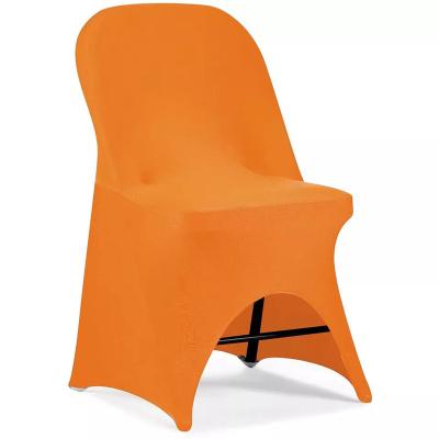 China Modern SUNTQ Wholesale Orange High quality spandex folding chair cover fabric for wedding banquet white chair cover for sale