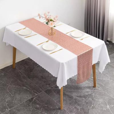 China Plain SUNTQ Wholesale Champagne Gold 12x108inch Sequins Table Runner for Parties Disposable, Sparkling Party Supplies for sale