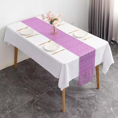 China Plain SUNTQ Wholesale12x108inch Violet Sequins Table Runner for Parties Disposable, Sparkling Party Supplies for sale