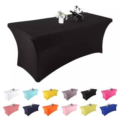 China Modern SUNTQ Wholesale Elastic Rectangular Spandex Table Cover Stretchable Table cloth for Wedding Party Event View More for sale