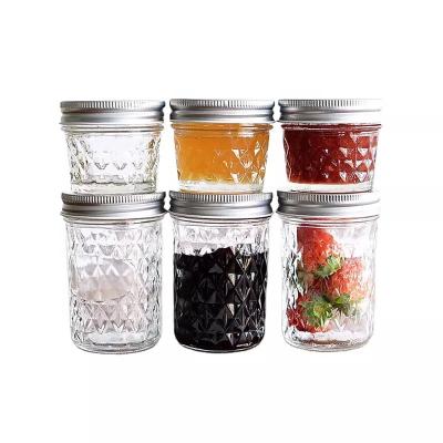 China Sustainable Clear Borosilicate Food Canister 16oz Caviar Honey Jar Glass Jam Pickles Bottle Empty Wide Mouth Mason Jar  with Lid for sale