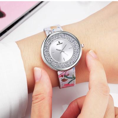 China Luxury Quartz Watch Stainless Steel Waterproof Canvas and Leather Strap Wrist Women Creative Watches for sale