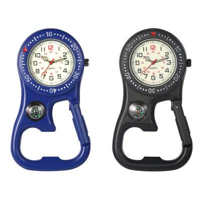 China Hot-selling Compass Carabiner Watch Bottle Opener Rock Climbing Sports Luminous Pocket Watch for sale