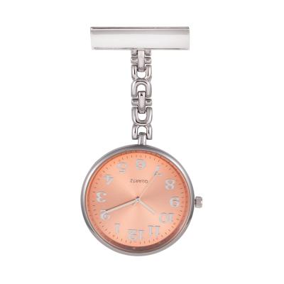 China Custom Logo Engraved Waterproof Arabic Numbers Stainless Steel Case Back Quartz Nurse pocket watch for sale