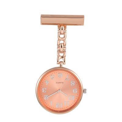 China Wholesale Zinc Alloy Waterproof Doctor Breast Brooch Quartz Rose Gold Metal Pocket Nurses Breast Watch for sale