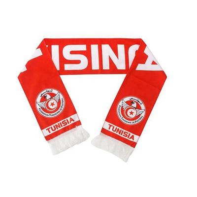 China Football Fan Medium Double Sided Custom Made All Different Country Flag Tunisia Flag Satin Scarf For Soccer Sport Competition for sale