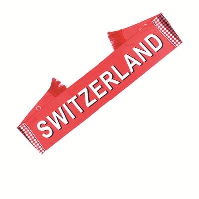 China Custom Football Fan Medium Double Sided All Different Country Flag Switzerland Flag Satin Scarf For Soccer Sport Competition for sale