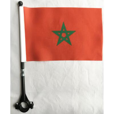 China Custom Printing Flying 14x21cm Polyester Bicycle Flag Handlebar Morocco Flag For Outdoor Cycling Decoration for sale