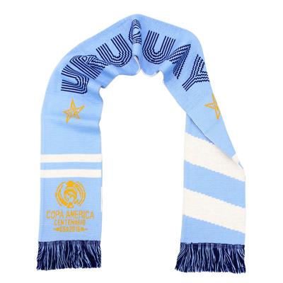 China Sports Style Soccer Team Logo With Different Countries Flag Uruguay 2022 Custom Souvenir Scarf Team Knitting Scarf For Soccer Club Fans for sale