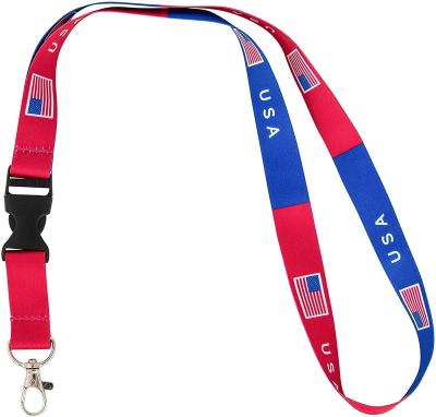 China Custom Detached Sports Game Football Fan Polyester Lanyard With Different Countries Flag USA Flag Lanyard for sale