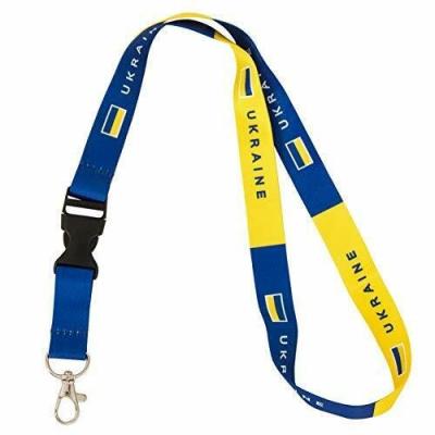 China Sports Game Football Fan Loose Polyester Custom Lanyards With Different Country Ukraine Flag Neck Lanyard for sale