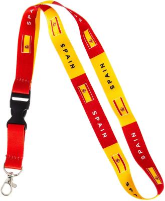 China Sports Game Football Fan Loose Polyester Custom Lanyards With Different Country Flag Spain Flag Neck Lanyard for sale