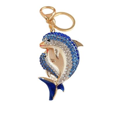 China Decoration Dolphin Metal Animal Key Chain Crystal Keychain for sale