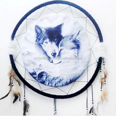 China L Transient Large Circle Shaped Indian Dream Catcher with Feather Wall Hanging Decoration Ornament for Home Bedroom for sale