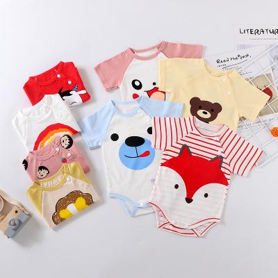 China Korean Baby Short Infant Romper Cotton Sleeeves Baby Clothes Newborn Cardigan Romper With 100% Cotton for sale