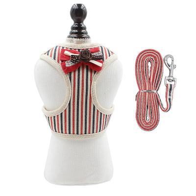 China Dog Harness Adjustable Striped Formal Dog Harness LG Cotton Tuxedo Vest Arms With Bow Tie For Puppy Girl Boy for sale