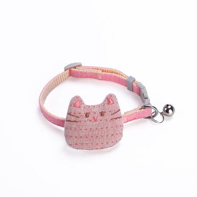 China Viable Factory Direct Cat Collar with Cat Face and Bell, Solid Color Pattern, Cat Safety Collar Accept Custom for sale