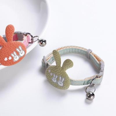 China Viable Wholesale Luxury Custom Made Cat Collar Logo With Rabbit Shape And Bell Solid Color Pattern Pet Supplies Fine Design Cat Collar for sale