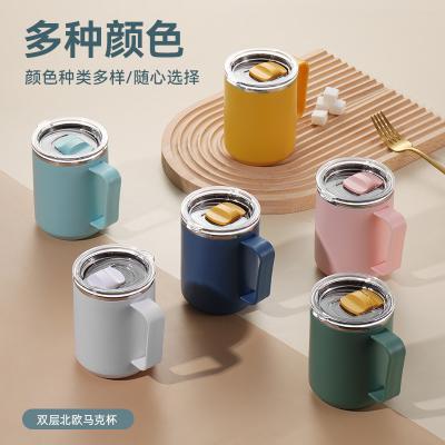 China Office Coffee Mug 18/10 Stainless Steel Disposable Insulated Thermos Mug With Handle Lid for sale