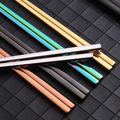 China Custom Viable Logo Metal Sushi Stainless Steel Korean Chopsticks for sale