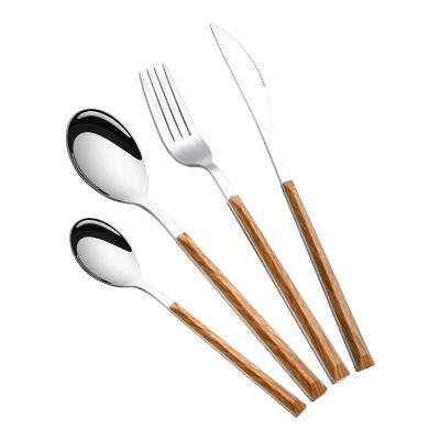 China Stainless Steel Flatware Flatware Serving Teaspoon Fork Steak Knife Viable High Quality Gift Set With Wood Handle for sale