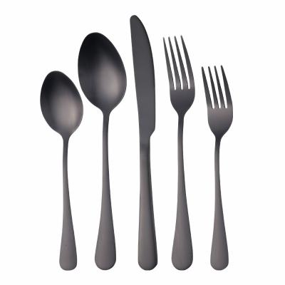 China Amazon 1010 Stainless Steel Cutlery Hot Selling Viable Dinnerware Set Black Food Steak Knife Fork Spoon 5pcs Flatware Dinnerware Sets for sale