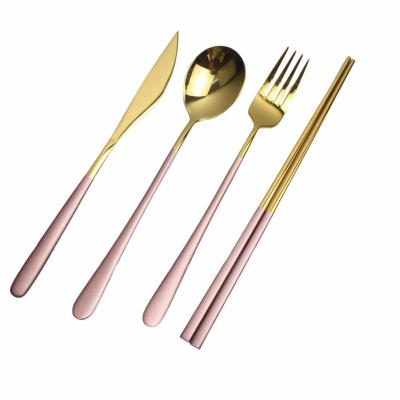 China Sustainable High Quality Luxury Stainless Steel Silverware Pvd Flatware Party Wedding Gold Flatware Set for sale