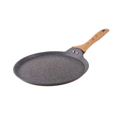 China Europe Gray Wood Handle Design Stone Marble Coating Pizza Pan for sale