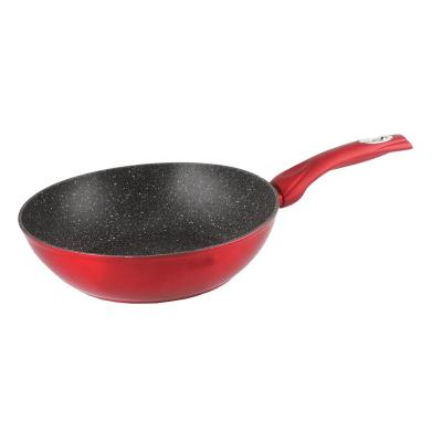 China Europe Aluminum Forged Black Marble Stick Non Coating Wok Pan for sale