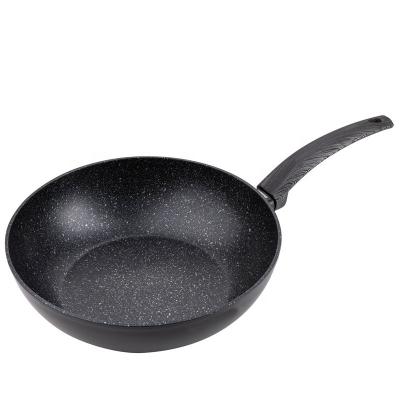 China Europe forged aluminum full induction marble stone bottom coating wok pan non-stick cookware wok for sale