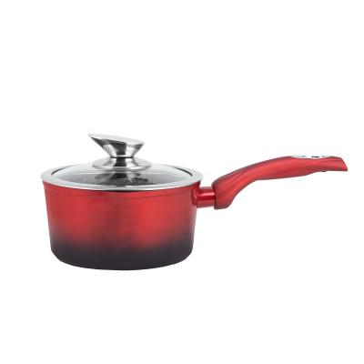 China Europe Red and Black Color Changing Sauce Pan Aluminum Marble Coating Casserole for sale