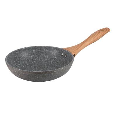 China Europe Wooden Handle Induction Stove Marble Non Stick Frying Pan 28cm for sale