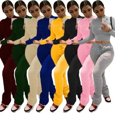 China Breathable Thick Stacked Joggers Pants Sets Women Plus Size Girls Fashion 2 Piece Set Skinny Joggers Trendy Clothing Tracksuits For Ladies for sale