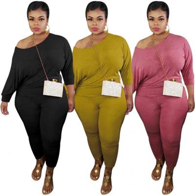 China Casual QUICK DRY Women's XL 5XL Solid Color Plus Size Drop Clothing Plus Size Workout Sets for sale