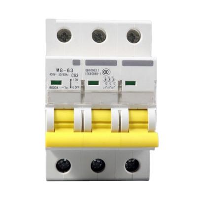 China Hot Sale 6ka 3Pole MCB 63A Overload M8-63 Electric Mini Miniature Circuit Breaker AC for sale