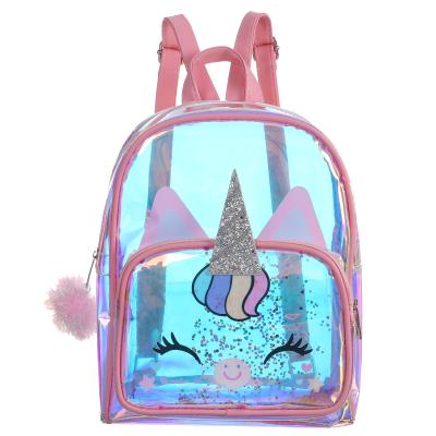 China 2021 New Unicorn Laser Backpack Transparent Colorful Spring Outlet Backpack Waterproof for sale