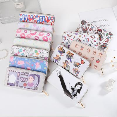 China Various design pattern long section factory PU travel card change change wallet girl waterproof wholesale wallet for sale