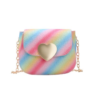 China Cute Water Proof Fashion Mouse Ear Rainbow Shoulder Cross - Body Handbags Chain Mini Heart Decoration Kids Bags for sale