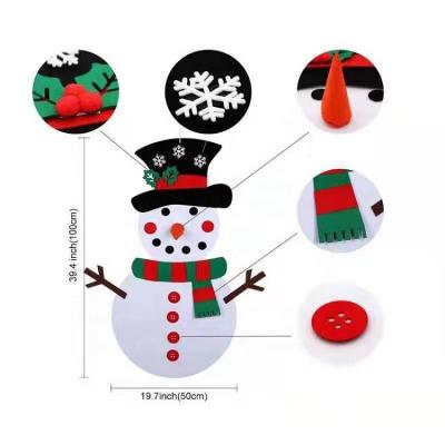 China Hot DIY Christmas Tree Ornament Christmas Decorations Felt Christmas Snowman Set with 44 Pieces of Ornaments for DIY Fun for sale