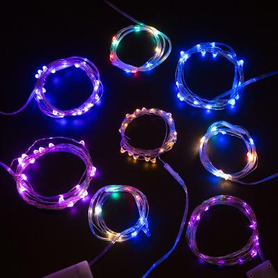 China Flexible Soft Led Copper Wire Button Battery Box Copper Wire String Light Christmas Lights Decorative Indoor Garden Lights String for sale