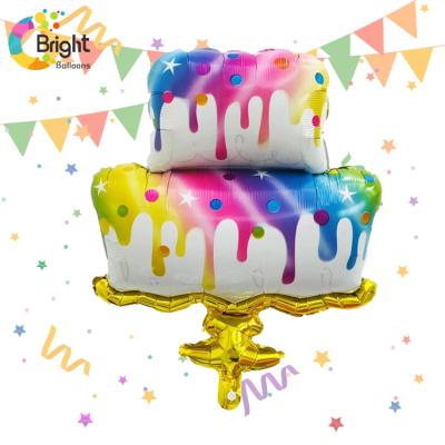 China Wholesale Colorful Party Decoration Cake Shaped Party Supplies Foil Globos Balloon Birthday Cake Decoration Balloon for sale