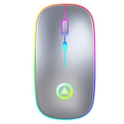 China New gaming mouse 2.4Ghz lithium battery LED lights rechargeable ultra-thin silent optical mute colorful gaming wireless mouse for sale