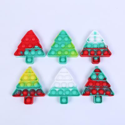 China Hot sale Christmas tree finger bubble toys for children stir noise Christmas decoration fidgety key chain for sale