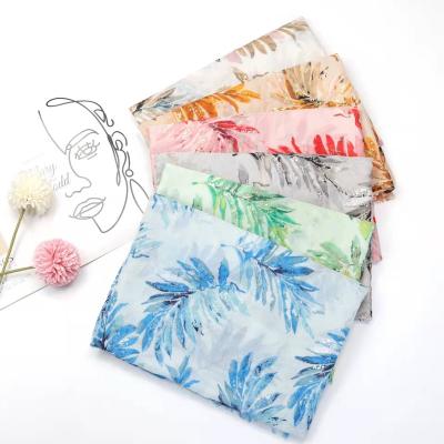 China Warm soft touch feeling spring and summer fashion scarf shawls with gold shade printed cotton and linen scarf for sale