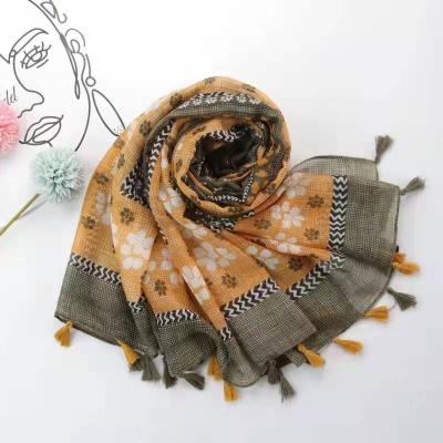 China New/summer polyester soft touch feeling spring flower-printed scarf for women and sunscreen shawls other scarves for sale