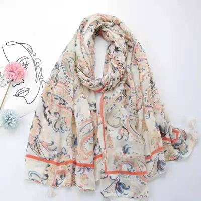 China New Ethnic Soft Touch Feeling Spring/Summer Style Cashew Totem Printed Long Twill Scarf Women's Scarf Sun Protection Shawls And Other Scarves for sale