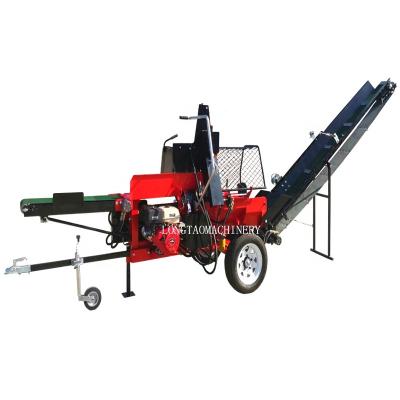 China Farms TUV CE approved antomatic wood processor 15ton firewood splitter machine with hydraulic conveyor for sale