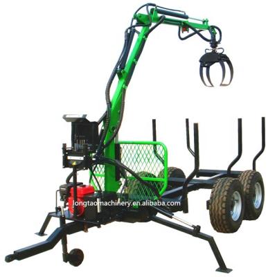 China Farms ATV GASOLINE ENGINE MOBILE TIMBER SELF-POWERED TRAILER WITH CRANE for sale