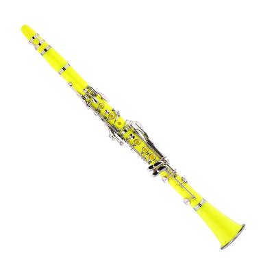 China International Standard Seasound Factory Cheap OEM Bb 17 Keys Plastic Yellow Clarinet for sale