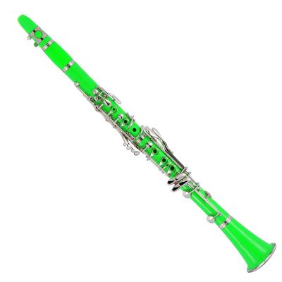 China International Standard Seasound Factory OEM Cheap Bb 17 Keys Plastic Body Green Clarinet for sale